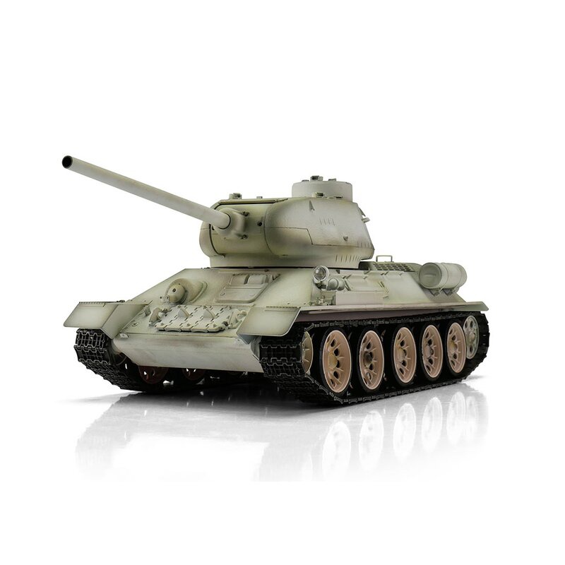 Tank T-34/85 WINTER BB 1:16, proporcionální, kouř a zvuk, kovové pásy a spodek trupu, RTR