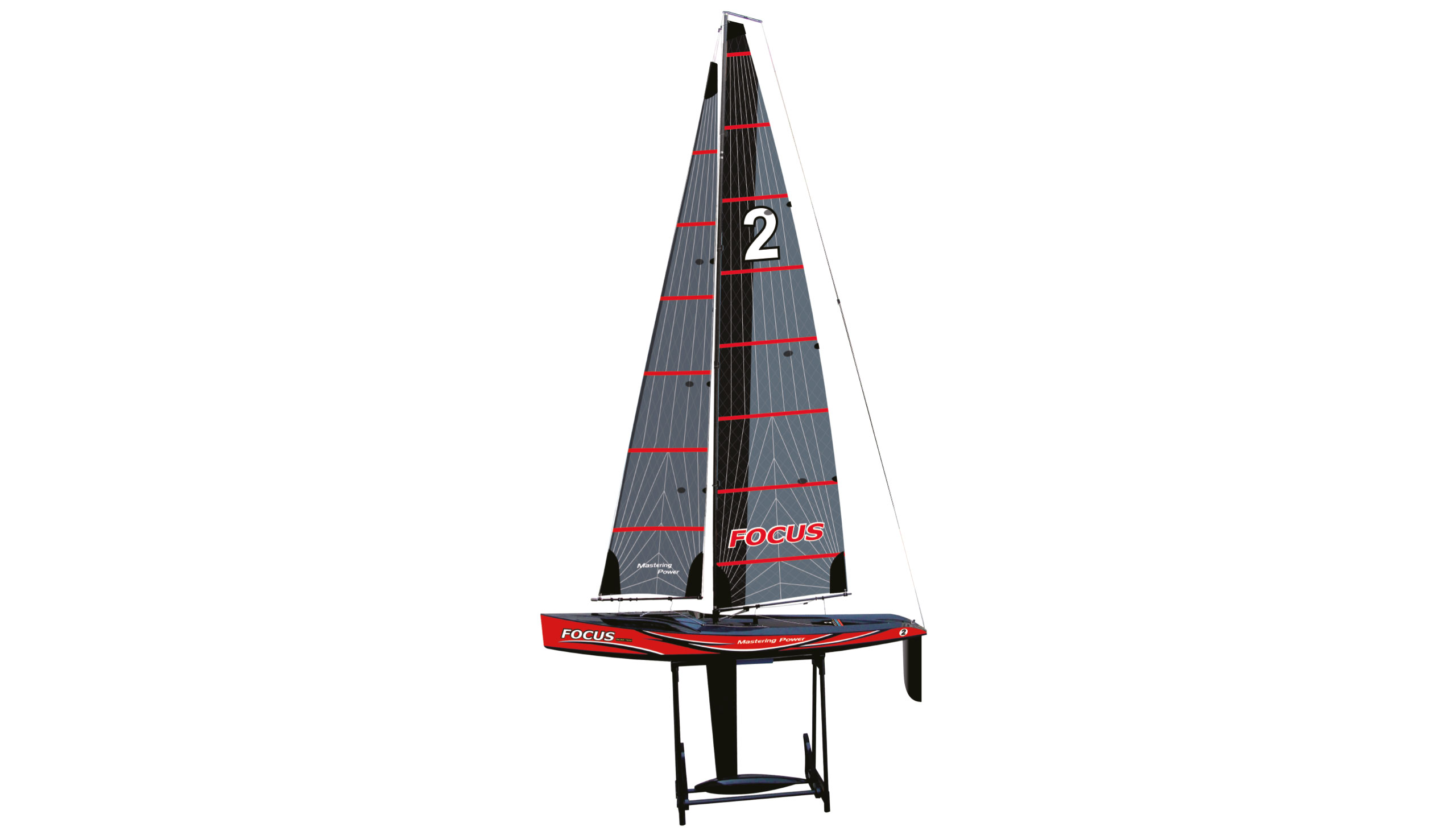 FOCUS III ZÁVODNÍ PLACHETNÍ JACHTA 100CM 2,4GHZ RTR ČERVENÁ