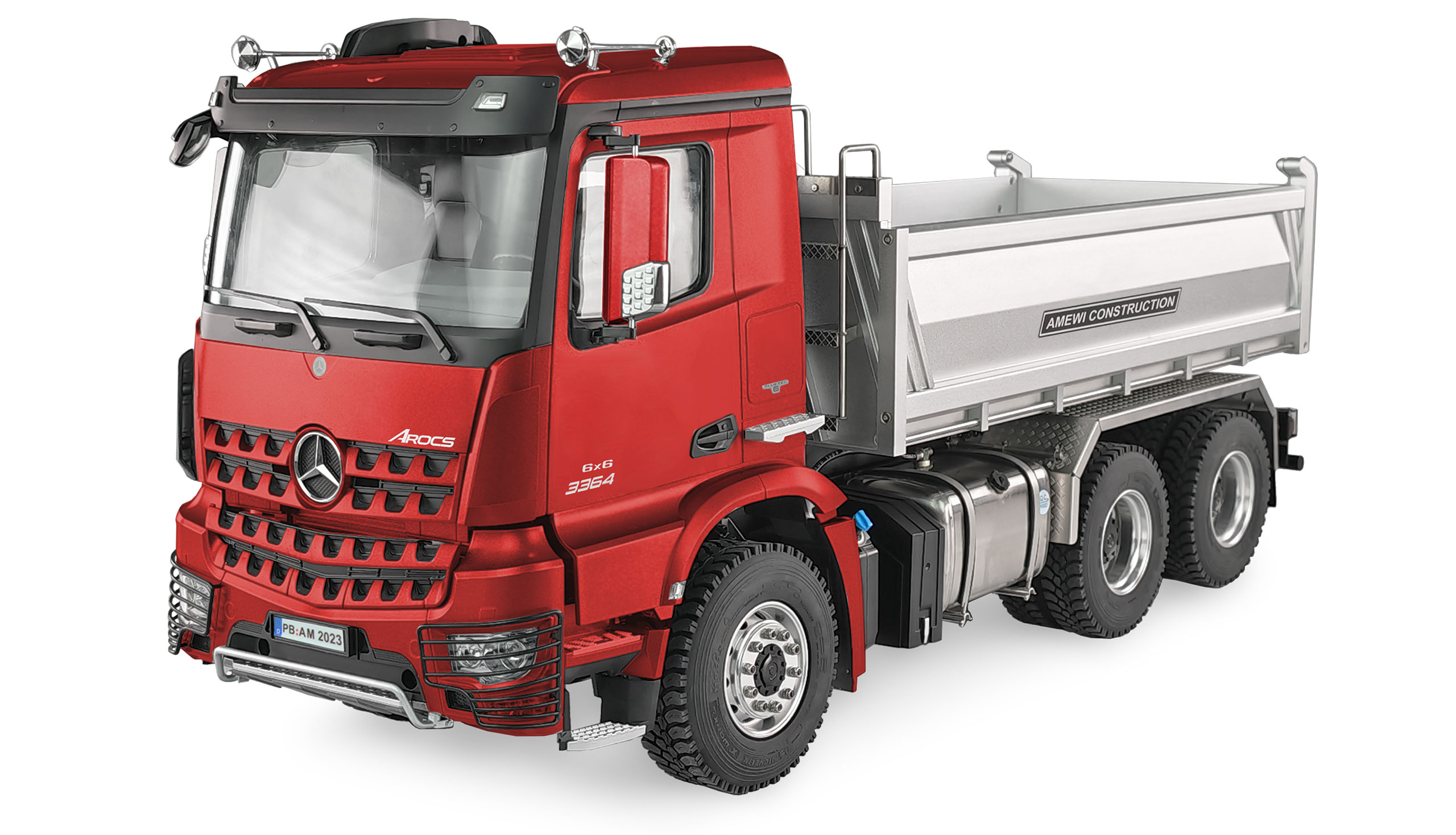 MERCEDES-BENZ AROCS HYDRAULICKÝ SKLÁPĚČ PRO 6X6 1:14 RTR ČERVENÝ