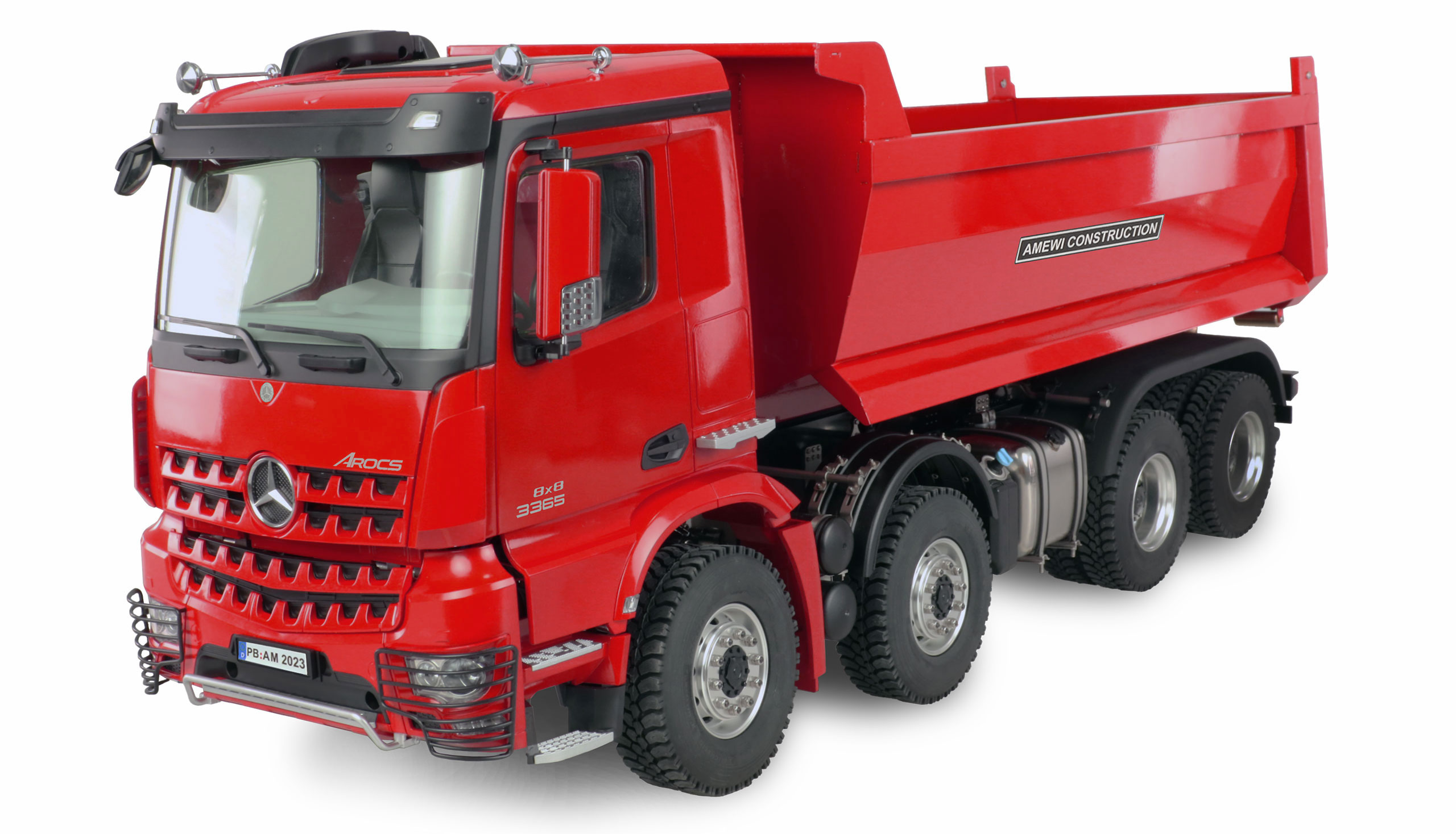 HYDRAULICKÝ SKLÁPĚČ MERCEDES-BENZ AROCS PRO 8X8 1:14 RTR ČERVENÝ