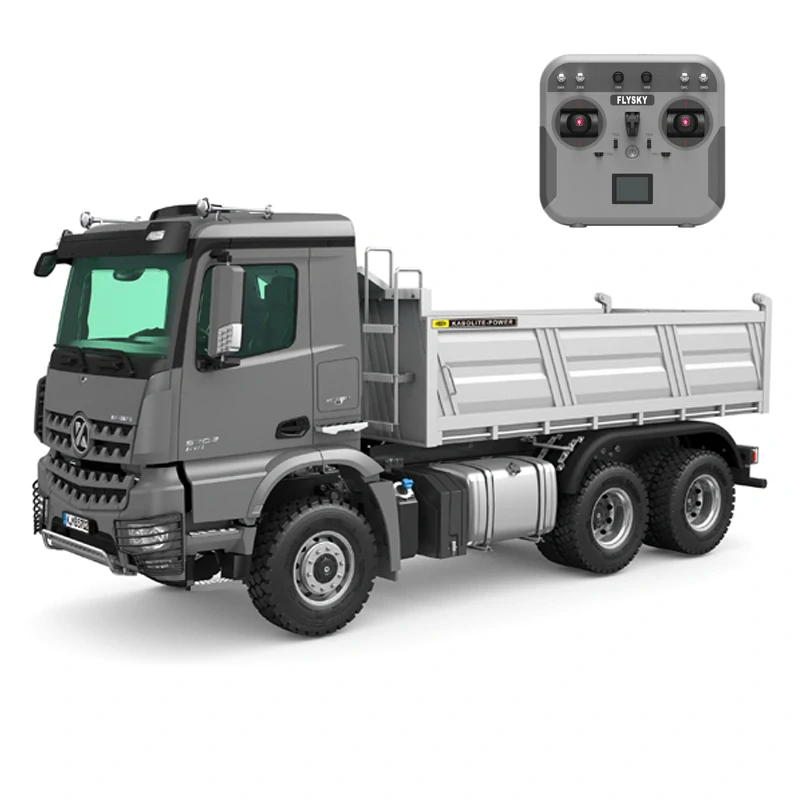 Kabolite K5702 stříbrný RC sklápěč 1/14 6x6 RC nákladní vůz 2.4G dálkově ovládaný sklápěč