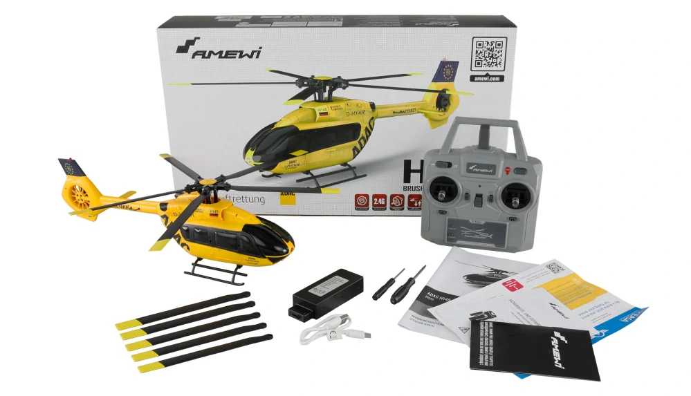 Bezkomutátorový vrtulník ADAC H145 6-kanálový 6G RTF