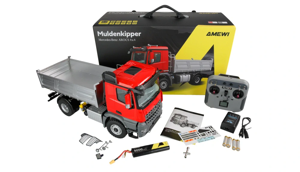 Mercedes-Benz Arocs sklápěč 4x4 1:14 RTR červený