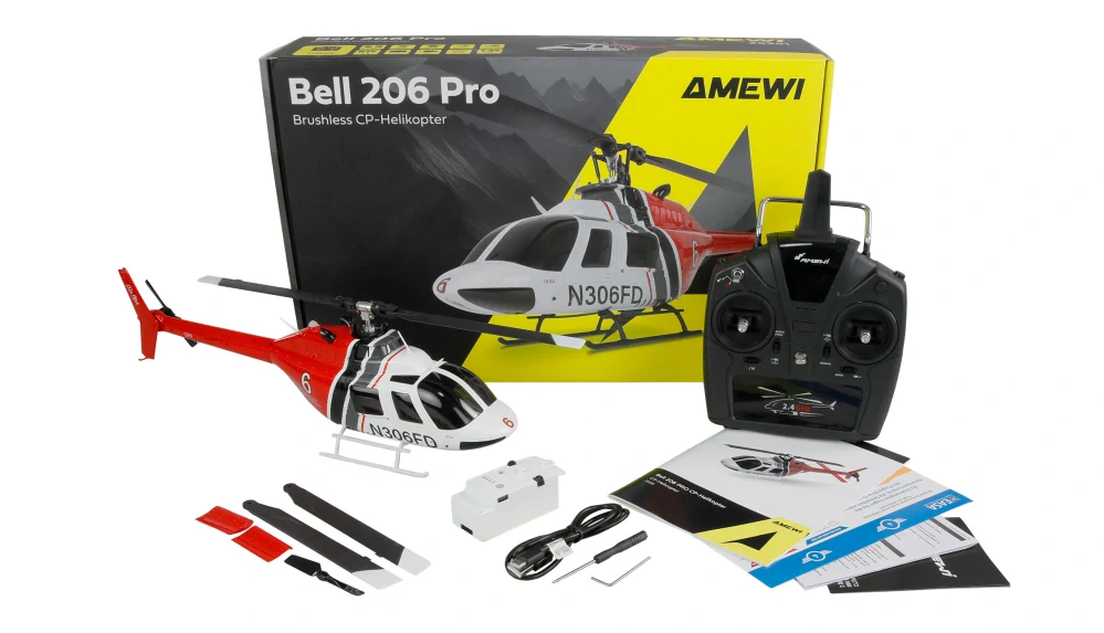 Bell 206 PRO bezkomutátorový CP vrtulník 6kanálový 6G RTF