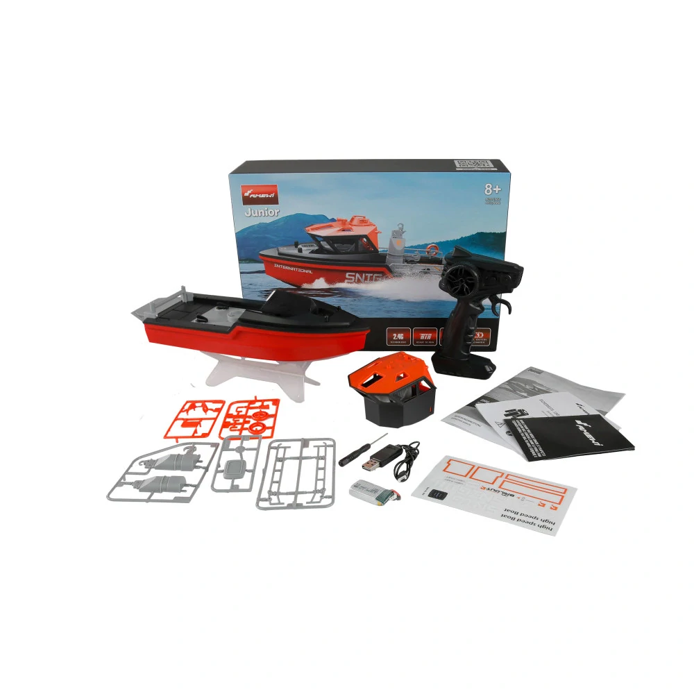 RC bezkomutátorový záchranný člun Snig 32 cm RTR černočervený