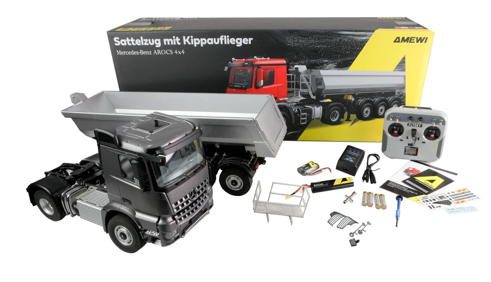 Tahač Mercedes-Benz Arocs s korbou 4x4 1:14 RTR antracit