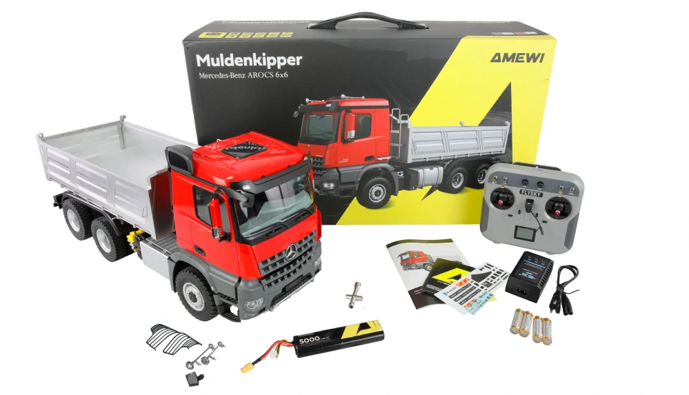 Mercedes-Benz Arocs sklápěč 6x6 1:14 RTR červený