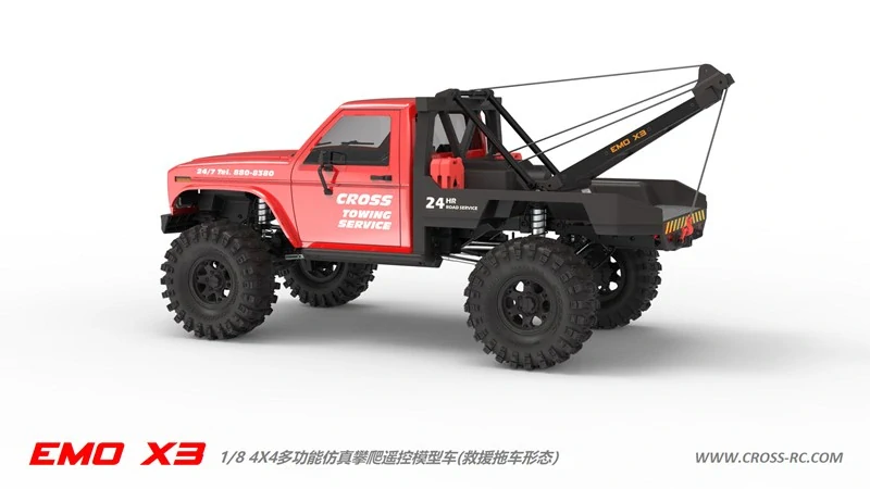 CROSS-​RC Crawler EMO X3 2025, 4x4, 1:8, RTR, střídavý pohon, červený
