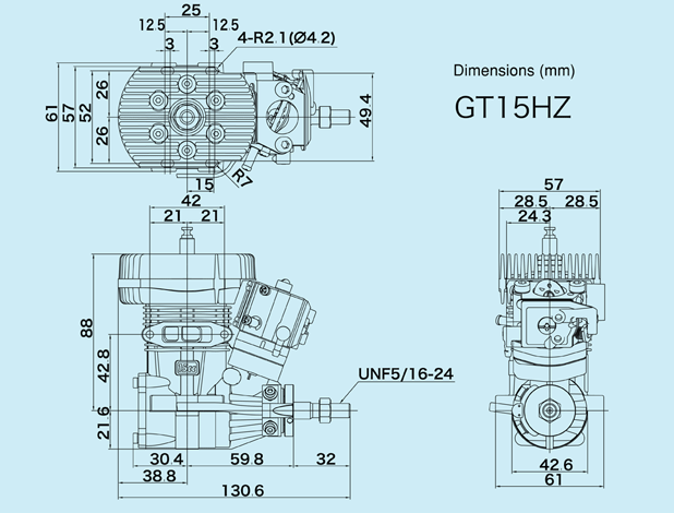OS MAX GT-15HZ benzín bez tlumiče (Heli)