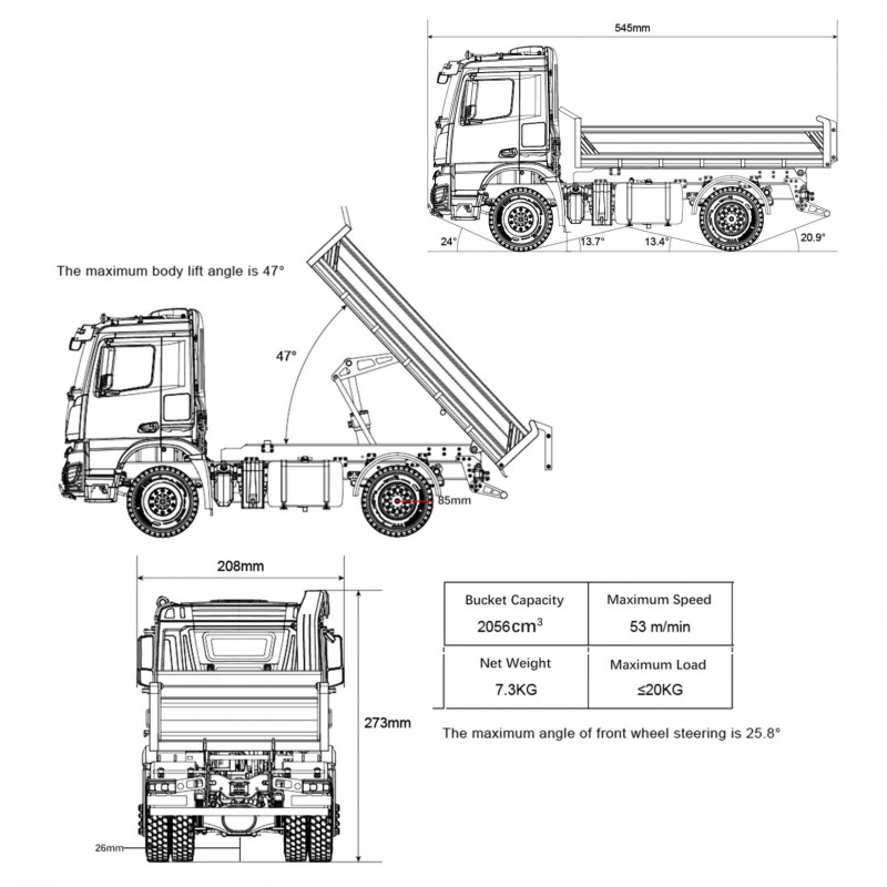 Kabolite K3362 hydraulický 1:14 nákladní sklápěč RTR