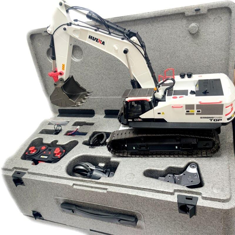 RC bagr Huina 1594 včetně drapáku na dřevo, bouracího kladiva, drapáku
