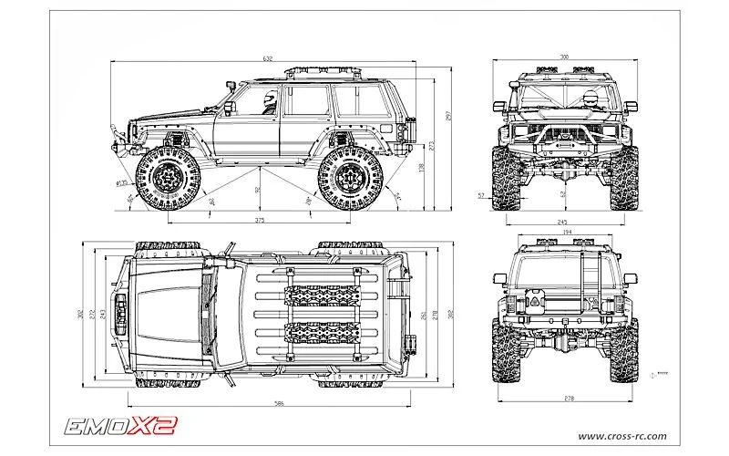 CROSS-RC Crawler EMO X2 2025, 4x4, 1:8, RTR, střídavý pohon, světle modrá