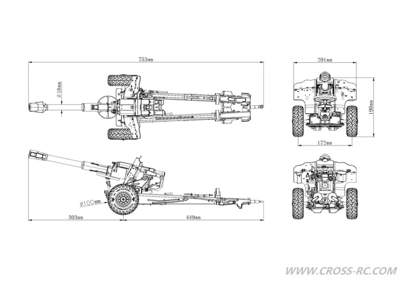 CROSS-RC houfnice 152mm dělo v 1:12
