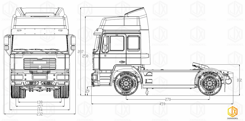 Stavebnice tahače F-2000 SZM 4x2, 1:14