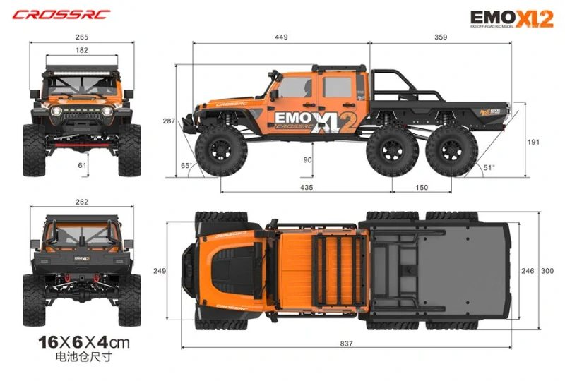 CROSS-RC Crawler EMO XL2 2025, 6x6, 1:8, ARTR, žlutý