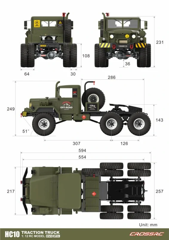 CROSS-RC Truck HC10 6x6, 1:12, Stavebnice