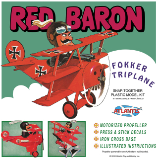 Plastikový model - ATLANTIS Models Postava Red Baron Fokker Triplane (zaklapávací) - AMCM5903